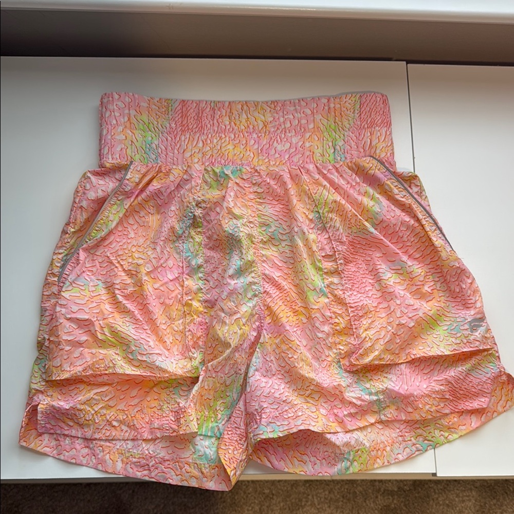 Fabletics High Waist Pink and Green Shorts